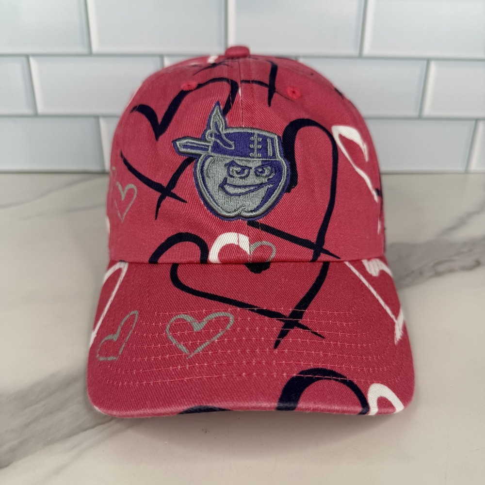 Fort Wayne Tincaps Hat Cap Strap Back Youth Pink MLB Baseball Hearts All Over 47